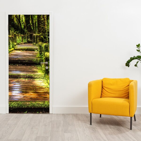 Fototapeta na dvere - Schody v dažďovom pralese (95x205cm)