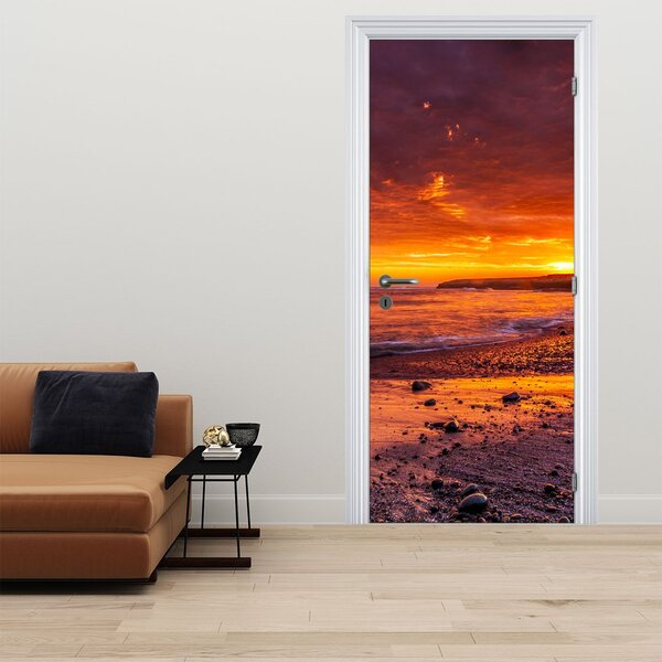 Fototapeta na dvere - Západ slnka pri mori (95x205cm)