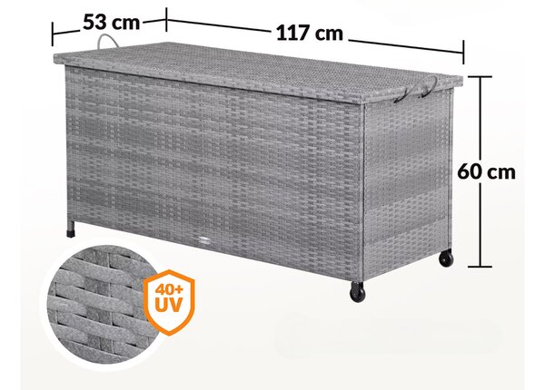 Úložný box s kolieskami 370 L - sivý