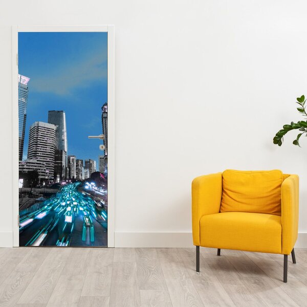 Fototapeta na dvere - Nočné mesto (95x205cm)