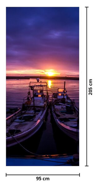 Fototapeta na dvere - Rybárske lode v prístave (95x205cm)