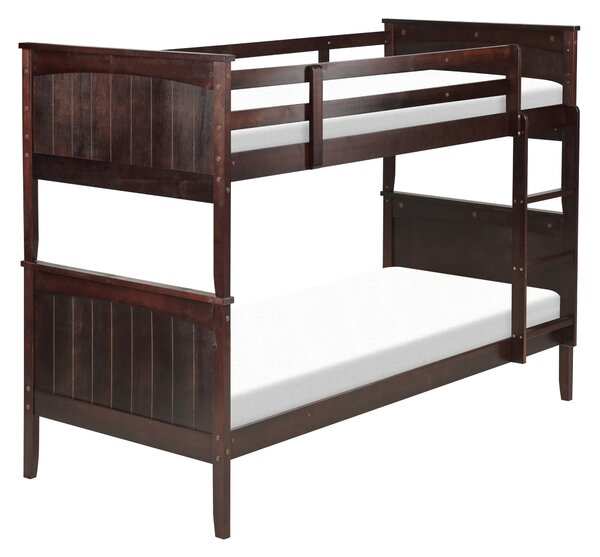 Dvojlôžková poschodová posteľ tmavé borovicové drevo 90 x 200 cm detská izba spálňa