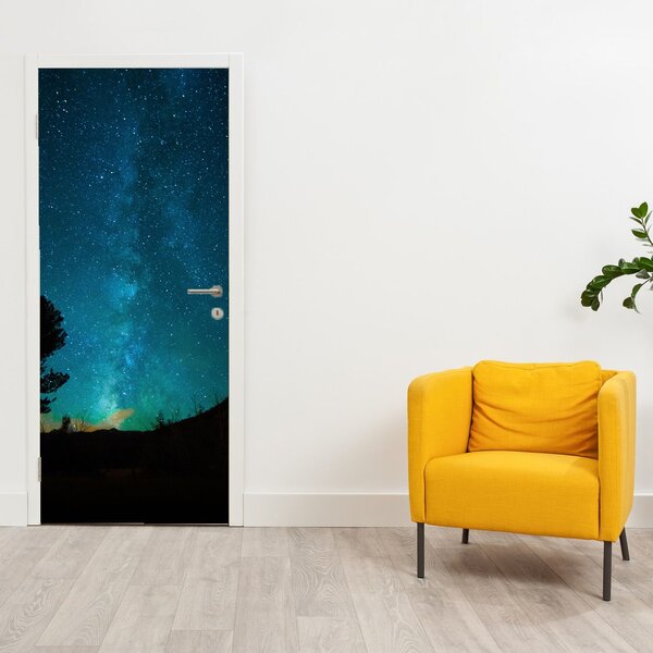 Fototapeta na dvere - Nočná obloha s hviezdami (95x205cm)