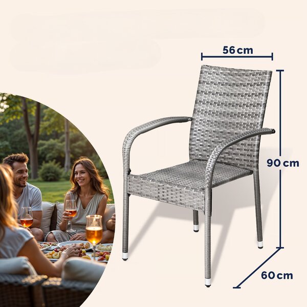 Ratanové stoličky Comfort 4 ks - sivá