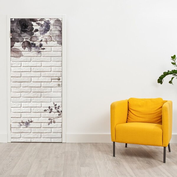 Fototapeta na dvere - Múr s kyticou (95x205cm)