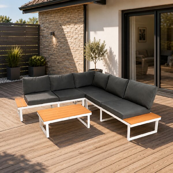 Furnigo Záhradný kovový set Malaga - biely/antracit podušky