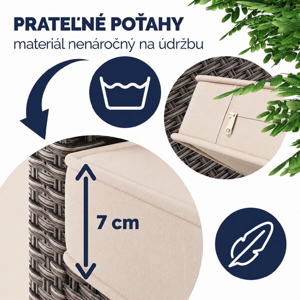 Ratanová zostava Sedan I. - krémová/béžové podušky