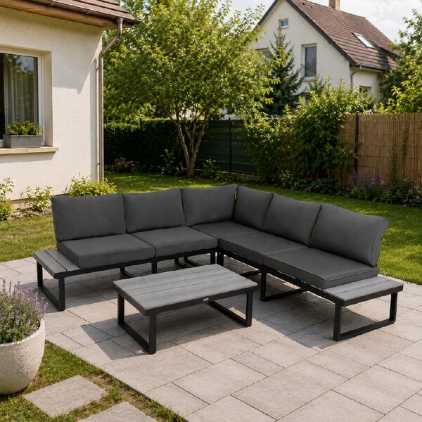 Furnigo Záhradný kovový set Malaga - čierny/antracit podušky