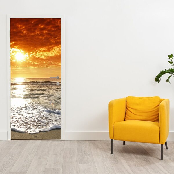 Fototapeta na dvere - Západ slnka na Korzike (95x205cm)