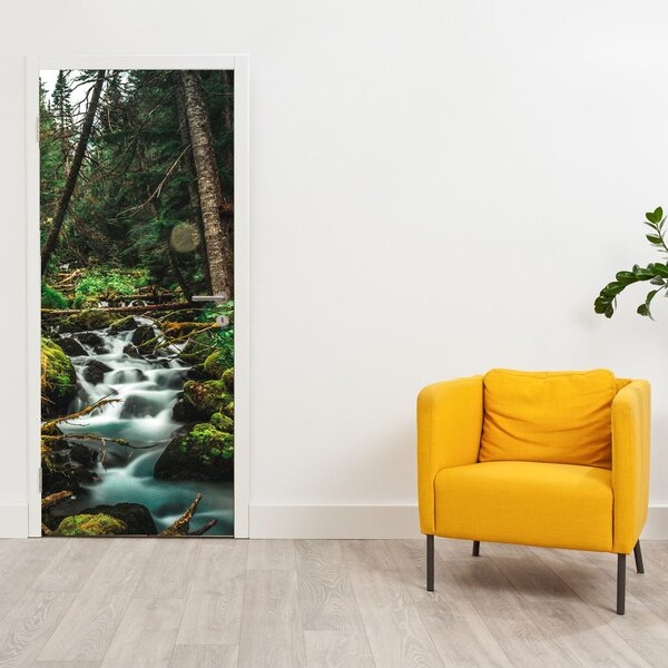 Fototapeta na dvere - Potok v lese (95x205cm)