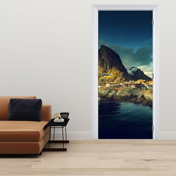 Fototapeta na dvere - Rybárska dedina v Nórsku (95x205cm)