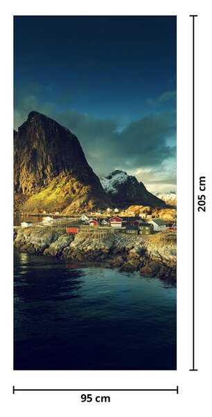 Fototapeta na dvere - Rybárska dedina v Nórsku (95x205cm)