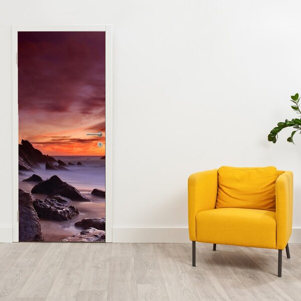 Fototapeta na dvere - Západ slnka na pobreží (95x205cm)