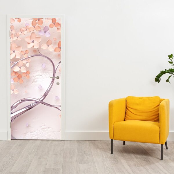 Fototapeta na dvere - Koralové kvety stromu, abstrakt (95x205cm)