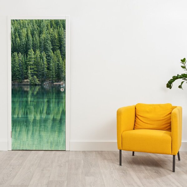 Fototapeta na dvere - Ihličnany pri jazere (95x205cm)
