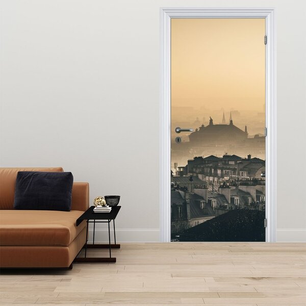 Fototapeta na dvere - Mesto pod hmlou (95x205cm)