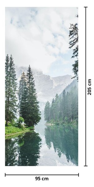 Fototapeta na dvere - Lesné jazero (95x205cm)