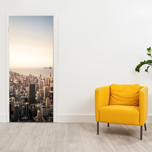 Fototapeta na dvere - Západ slnka nad mestom (95x205cm)