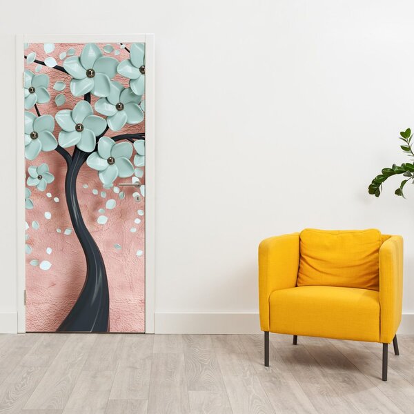 Fototapeta na dvere - Pastelovo modré kvety (95x205cm)