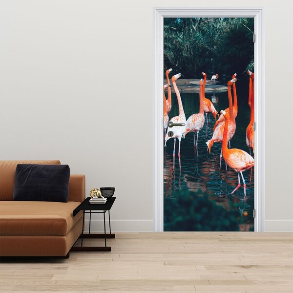 Fototapeta na dvere - Stáda plameniakov (95x205cm)