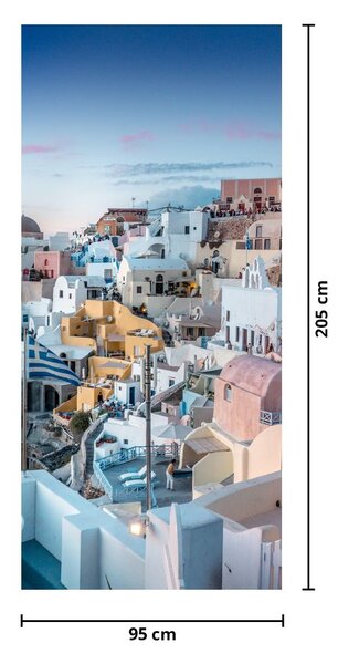 Fototapeta na dvere - Stmievanie v Santorini (95x205cm)