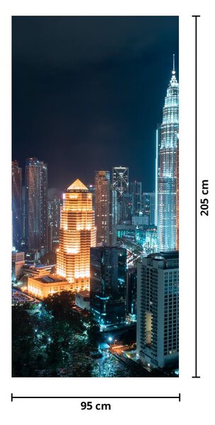 Fototapeta na dvere - Noc v Kuala Lumpur (95x205cm)