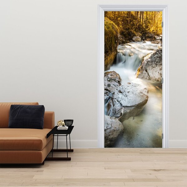 Fototapeta na dvere - Lesný potok (95x205cm)