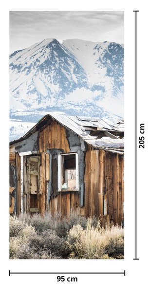 Fototapeta na dvere - Domček pod horami (95x205cm)