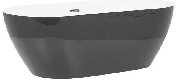 Voľne stojaca vaňa čierna sanitárny akrylát 180 x 80 cm oválna voľne stojaca moderný štýl