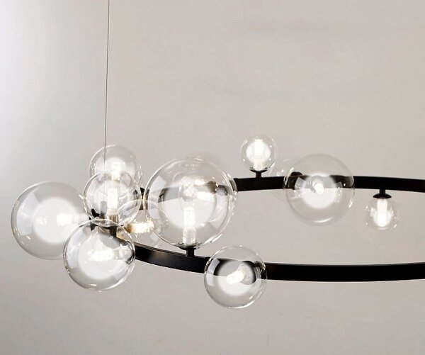 Toolight - závesné svietidlo sklenené gule 15xG9 40W APP906-15CP, čierna, OSW-04034