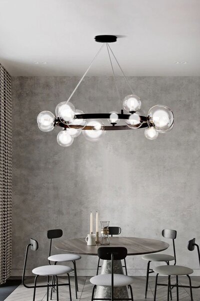 Toolight - závesné svietidlo sklenené gule 15xG9 40W APP906-15CP, čierna, OSW-04034