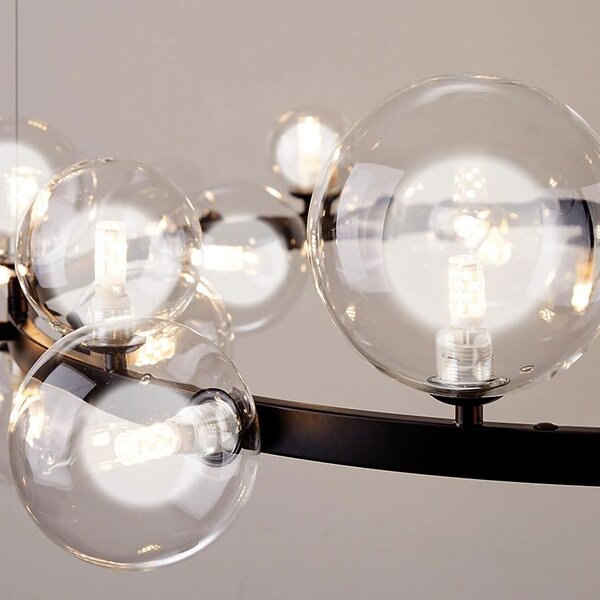 Toolight - závesné svietidlo sklenené gule 15xG9 40W APP906-15CP, čierna, OSW-04034