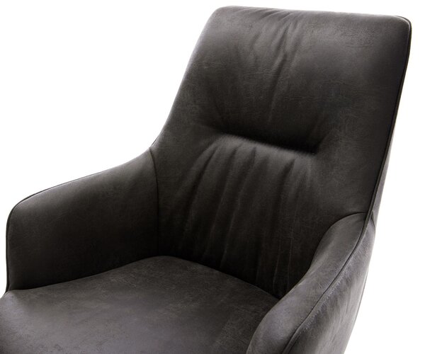 DELIFE Jedálenská stolička Zelia-Flex s opierkami mikrovlákno antracitová vintage jedálenská stolička plochý nerezová oceľ vrecková pružina