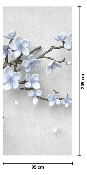 Fototapeta na dvere - Modré kvety (95x205cm)