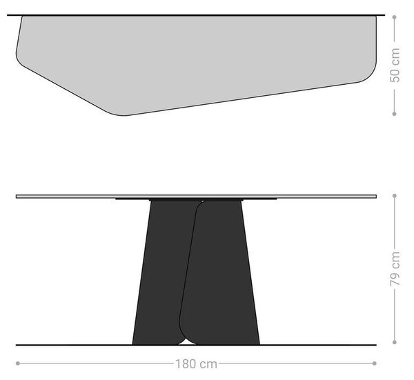 DELIFE Konzolový stolík Edge polygonálny 180×50 cm keramika onyx perla Livos kov titánová farba