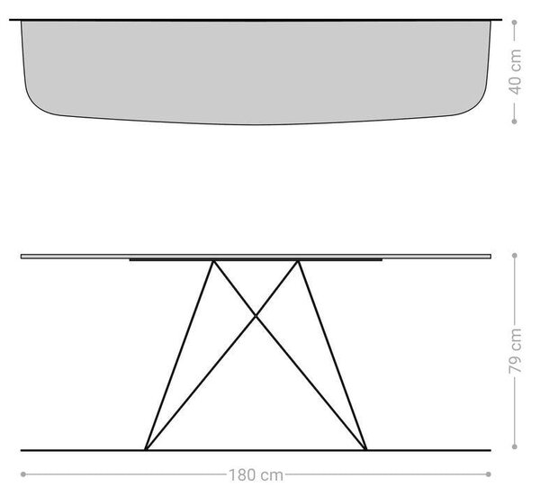 DELIFE Konzolový stolík Edge zaoblený tvar 180×40 cm keramika Calacatta Luxe bielo-zlato-šedá Velio kov titánová farba