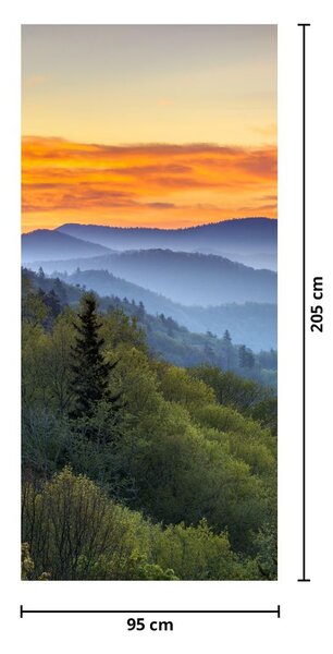 Fototapeta na dvere - Červánky v horách (95x205cm)