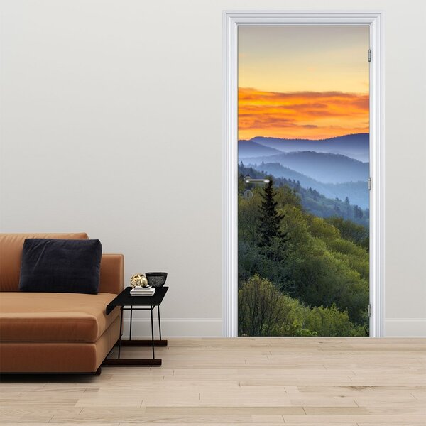 Fototapeta na dvere - Červánky v horách (95x205cm)