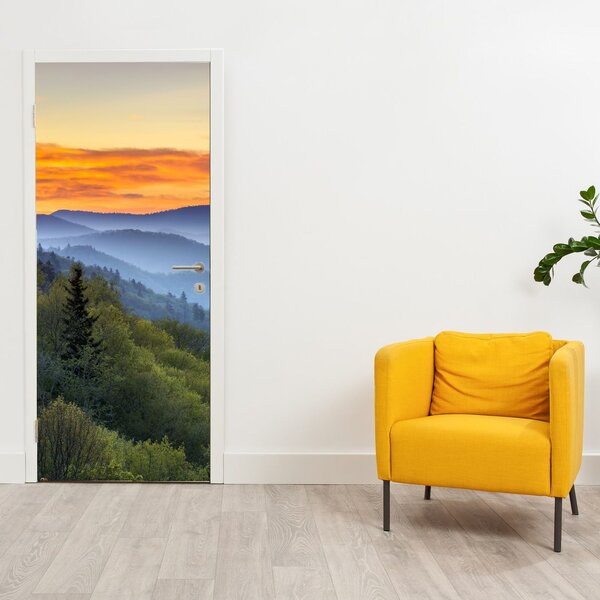Fototapeta na dvere - Červánky v horách (95x205cm)