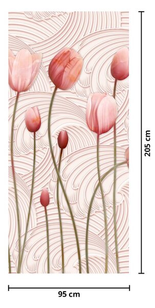 Fototapeta na dvere - Ružové tulipány (95x205cm)