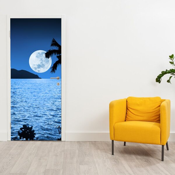 Fototapeta na dvere - Mesiac nad morskou hladinou (95x205cm)