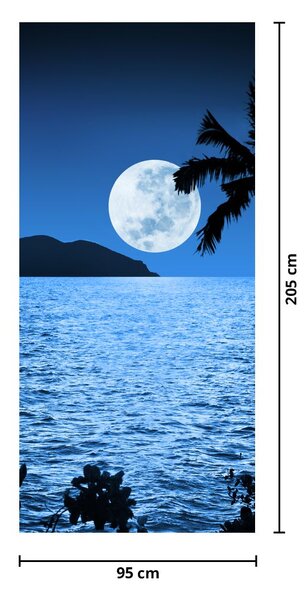 Fototapeta na dvere - Mesiac nad morskou hladinou (95x205cm)