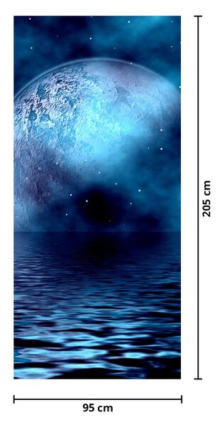 Fototapeta na dvere - Mesiac nad hladinou mora (95x205cm)
