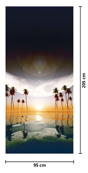 Fototapeta na dvere - Mesiac nad palmami (95x205cm)