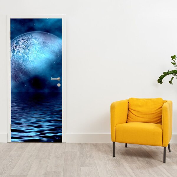 Fototapeta na dvere - Mesiac nad hladinou mora (95x205cm)