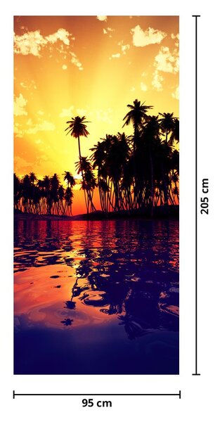 Fototapeta na dvere - Ostrov pri západe slnka (95x205cm)