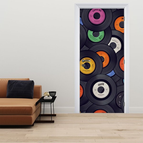 Fototapeta na dvere - Hudobné gramofónové dosky (95x205cm)