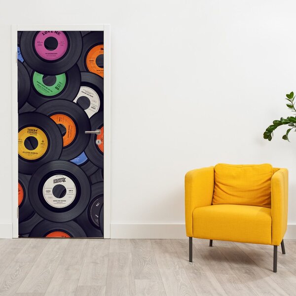 Fototapeta na dvere - Hudobné gramofónové dosky (95x205cm)