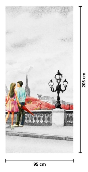 Fototapeta na dvere - Milenci v Paríži (95x205cm)