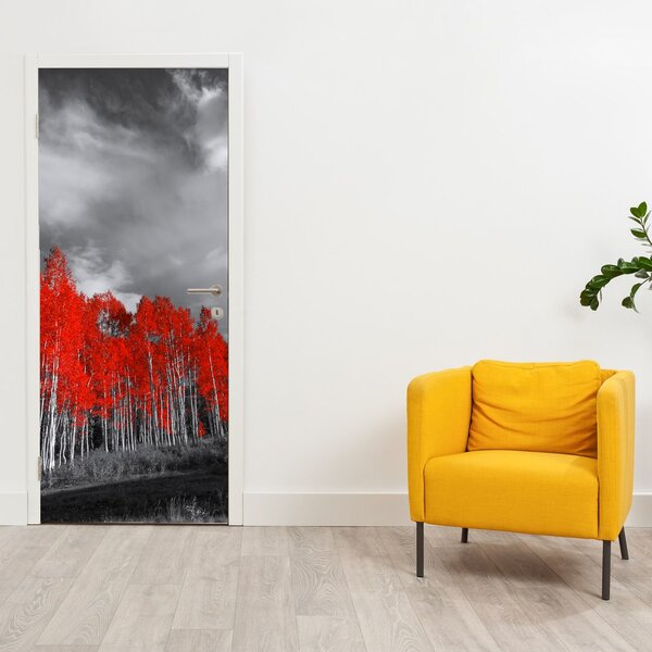 Fototapeta na dvere - Červené stromy (95x205cm)